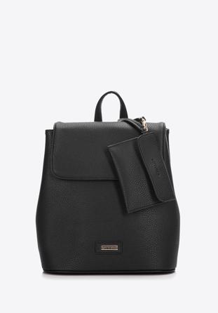 Women's faux leather backpack, black, 97-4Y-240-1, Photo 1