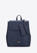 Women's faux leather backpack, navy blue, 97-4Y-240-4, Photo 1