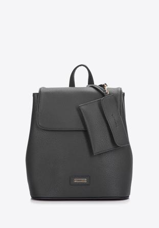 Women's faux leather backpack, dark grey, 97-4Y-240-8, Photo 1