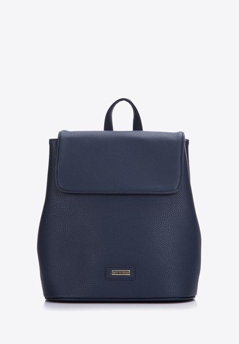 Women's faux leather backpack, navy blue, 97-4Y-240-4, Photo 2