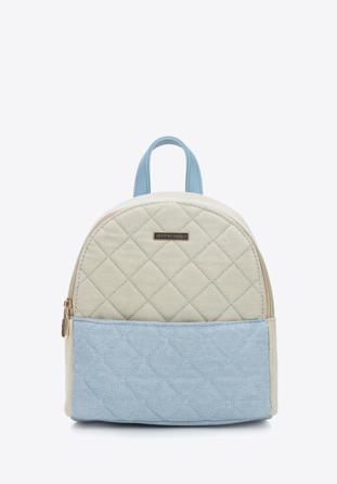Women's denim purse backpack, blue-beige, 95-4Y-759-X, Photo 1