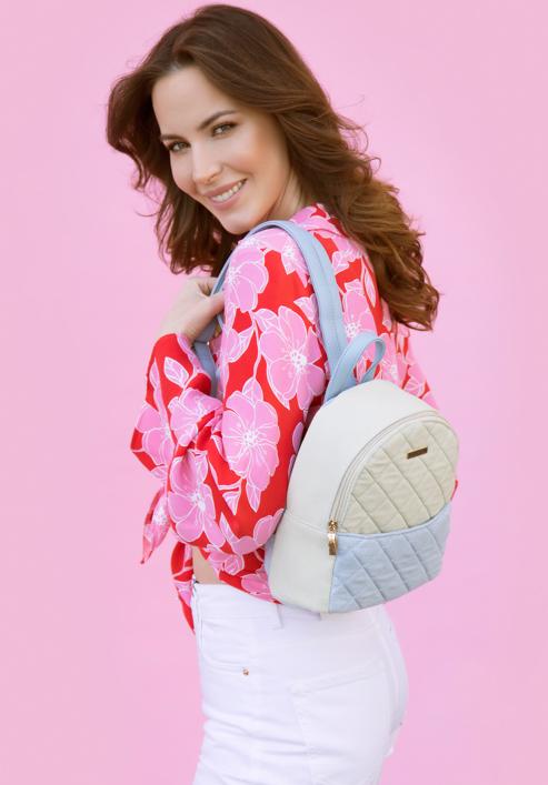Women's denim purse backpack, blue-beige, 95-4Y-759-X, Photo 15