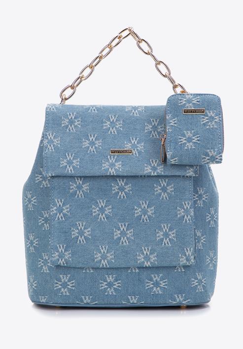 Women's monogram denim backpack purse, blue, 97-4Y-213-8, Photo 2