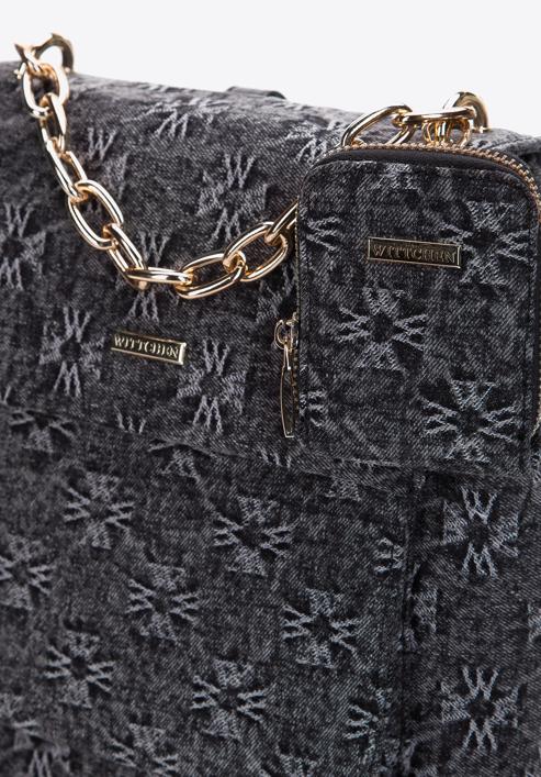 Women's monogram denim backpack purse, grey, 97-4Y-213-1, Photo 5