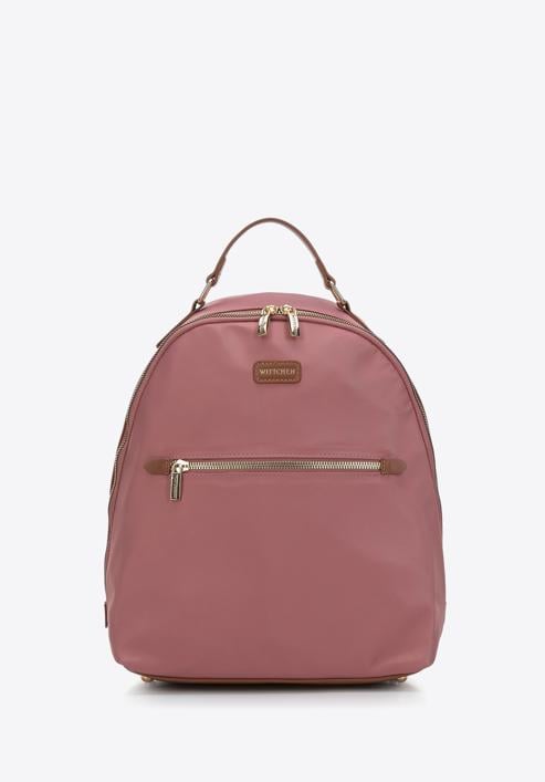 Damski plecak nylonowy prosty, różowy, 97-4Y-102-Z, Zdjęcie 1
