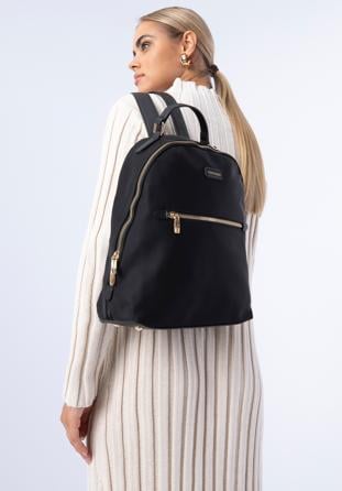 Damski plecak nylonowy prosty, czarny, 97-4Y-102-1, Zdjęcie 1