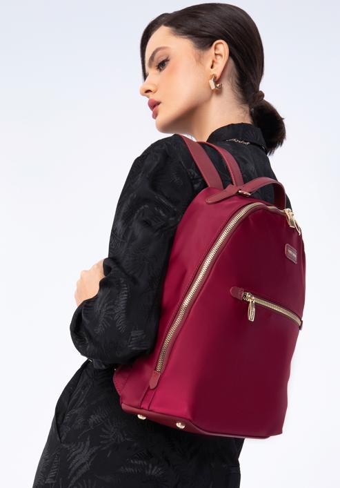 Women's nylon backpack, burgundy, 97-4Y-102-Z, Photo 15
