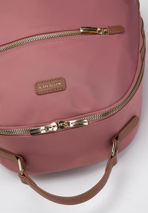 Damski plecak nylonowy prosty, różowy, 97-4Y-102-3, Zdjęcie 4