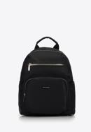 Women's nylon backpack with front pockets, black, 97-4Y-105-Z, Photo 1