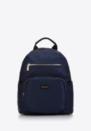 Women's nylon backpack with front pockets, navy blue, 97-4Y-105-P, Photo 1