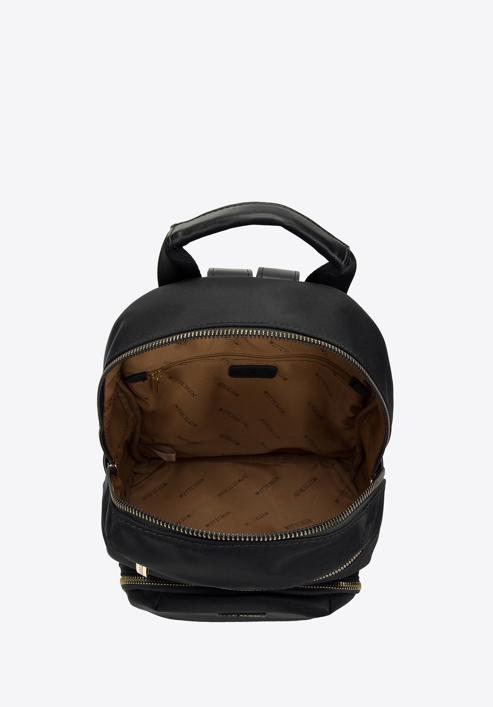 Damski plecak nylonowy z kieszeniami z przodu, czarny, 97-4Y-105-Z, Zdjęcie 3