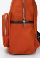 Women's nylon backpack with front pockets, orange, 97-4Y-105-7, Photo 4