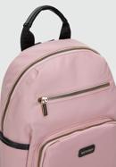 Women's nylon backpack with front pockets, pink, 97-4Y-105-6, Photo 4