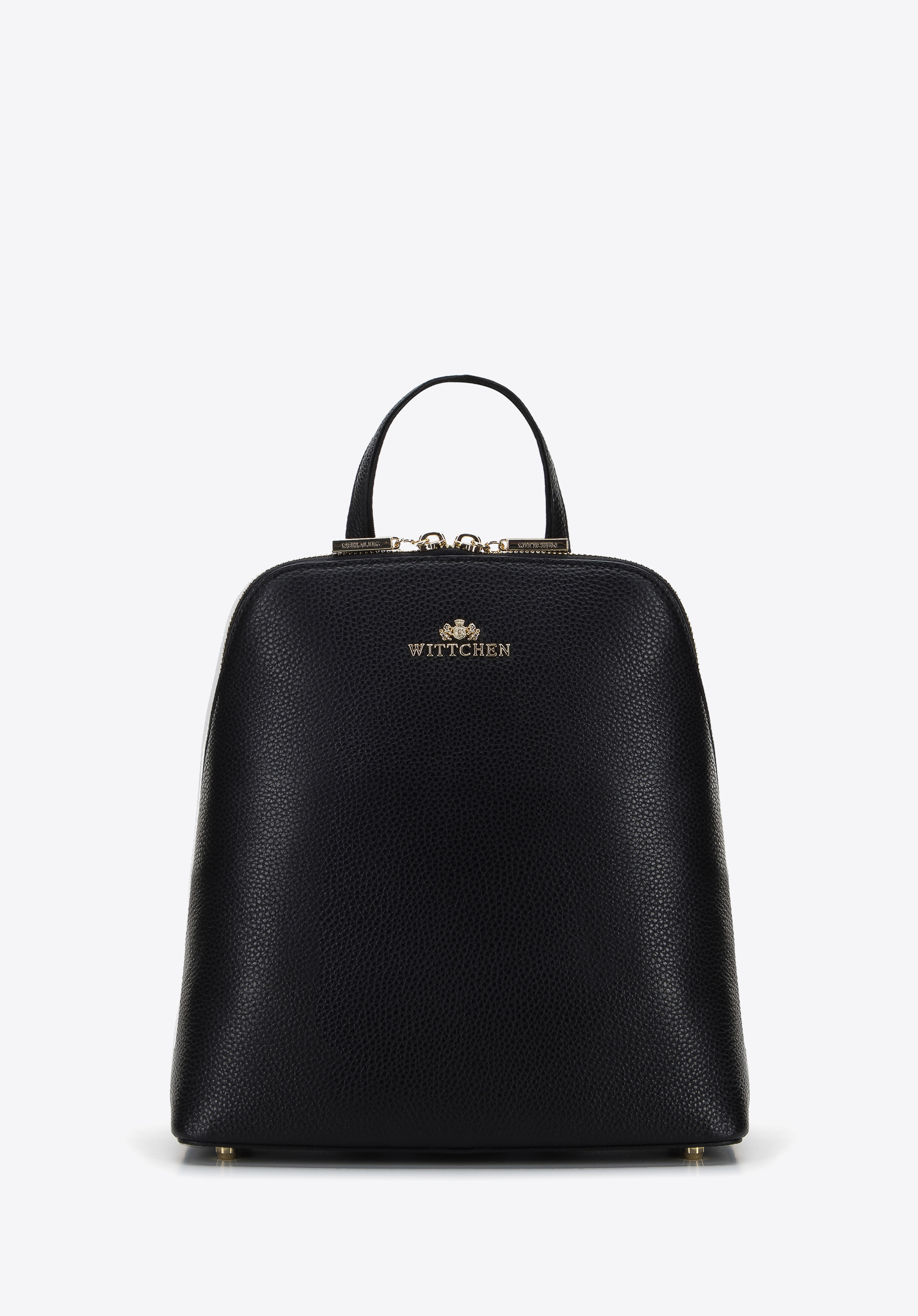 Women's small leather backpack, black, 96-4E-617-1, Photo 1