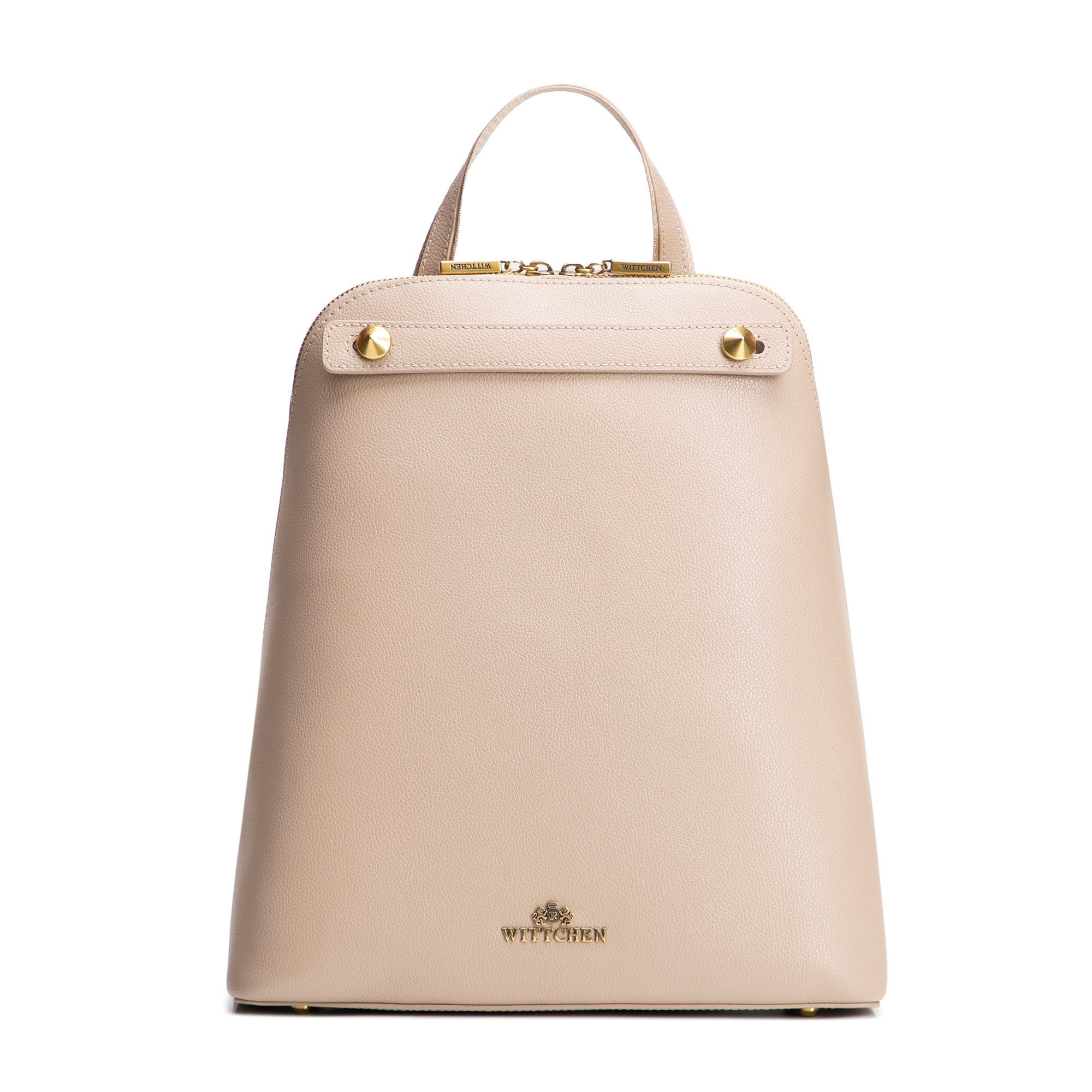 Dámsky kožený trapezový batoh béžový 100-4E-601-9