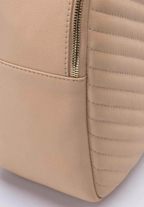 Women's quilted leather backpack purse, beige, 97-4E-030-3, Photo 4