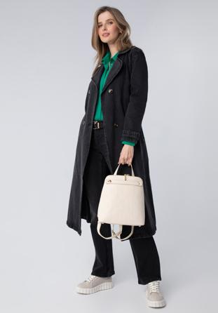 Women's leather monogram backpack purse, cream, 98-4E-604-0, Photo 1