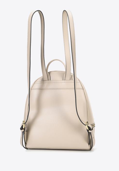 Women's leather monogram backpack purse, light beige, 96-4E-631-8, Photo 2
