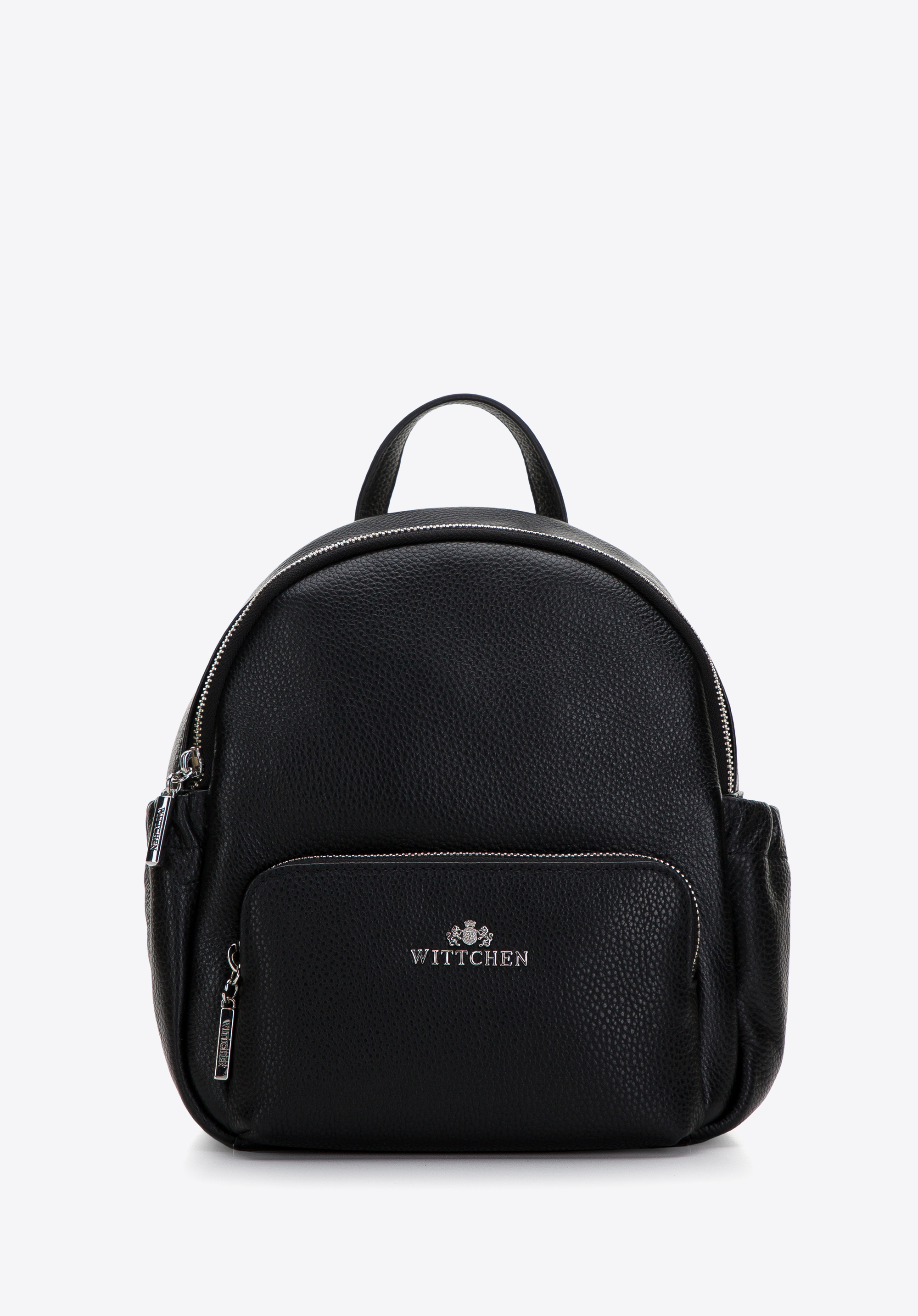 Women's leather backpack purse, black-silver, 97-4E-618-1S, Photo 1