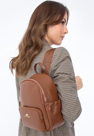 Women's leather backpack purse, brown, 97-4E-618-5, Photo 1