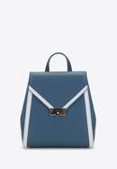 Women's leather backpack, blue-white, 92-4E-312-7, Photo 1