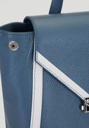 Damski plecak skórzany z kopertową klapą, niebiesko-biały, 92-4E-312-7, Zdjęcie 4