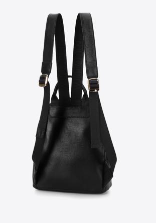 Small leather backpack purse with chain detail, black, 96-4E-613-1, Photo 1