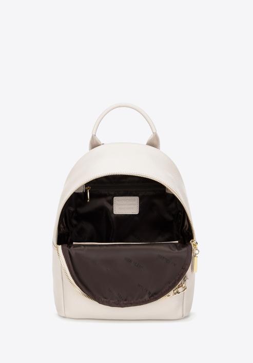Women's small leather backpack with chain detail, cream, 98-4E-618-0, Photo 3