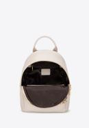 Women's small leather backpack with chain detail, light beige, 98-4E-618-0, Photo 3