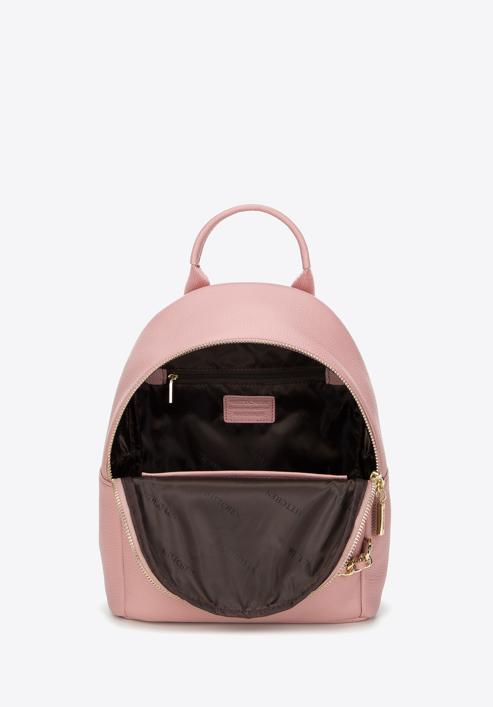 Women's small leather backpack with chain detail, muted pink, 98-4E-618-0, Photo 3