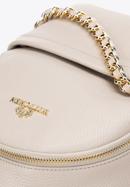 Women's small leather backpack with chain detail, light beige, 98-4E-618-0, Photo 4