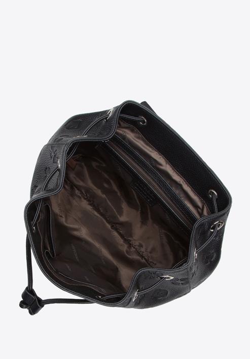 Damski plecak skórzany z monogramem, czarny, 94-4E-609-1, Zdjęcie 3