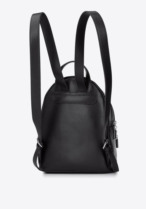 Women's leather monogram backpack, black, 95-4E-637-P, Photo 2