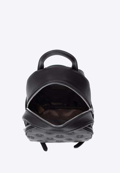 Women's leather monogram backpack, black, 95-4E-637-P, Photo 3