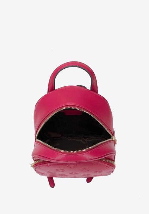 Women's leather monogram backpack, pink, 95-4E-637-P, Photo 3
