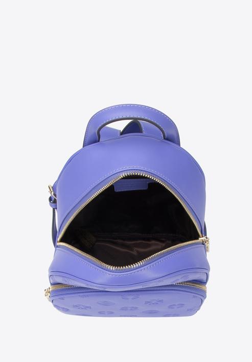 Women's leather monogram backpack, violet, 95-4E-637-P, Photo 3