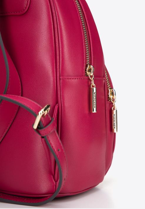 Women's leather monogram backpack, pink, 95-4E-637-P, Photo 4