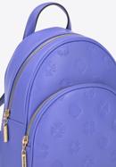 Women's leather monogram backpack, violet, 95-4E-637-P, Photo 4