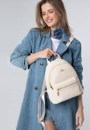Women's small leather studded backpack, cream, 98-4E-607-9, Photo 15