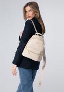 Women's small leather studded backpack, light beige, 98-4E-607-0, Photo 15