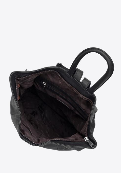 Damski plecak skórzany z opaską, czarno-srebrny, 95-4E-017-9, Zdjęcie 3