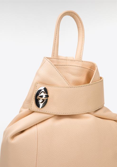 Women's leather backpack purse, cream, 95-4E-017-9, Photo 4
