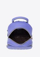 Damski plecak skórzany z pikowanym przodem mały, fioletowy, 95-4E-656-V, Zdjęcie 3