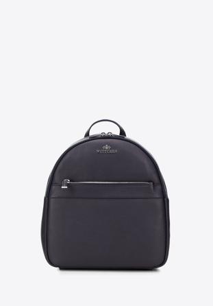 Women's leather backpack, navy blue, 97-4E-009-7, Photo 1