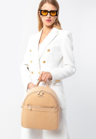 Women's leather backpack, beige, 97-4E-009-9, Photo 1