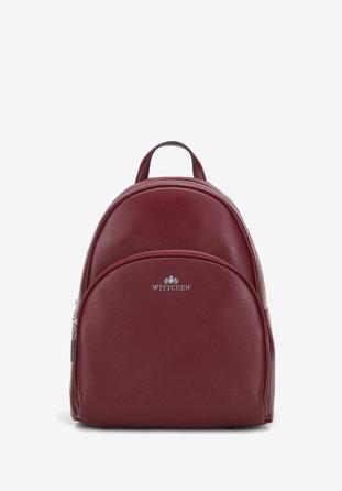 Women's rounded leather backpack, dar red, 95-4E-662-3, Photo 1