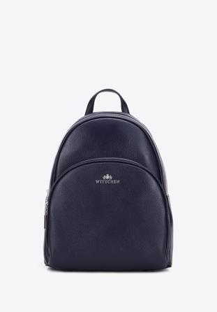 Women's rounded leather backpack, navy blue, 95-4E-662-7, Photo 1