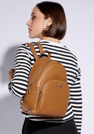 Women's rounded leather backpack, brown, 95-4E-662-4, Photo 1