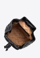 Damski plecak worek pikowany z nitami i ozdobnymi przeszyciami, czarny, 95-4Y-520-1, Zdjęcie 3