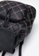 Damski plecak worek pikowany z nitami i ozdobnymi przeszyciami, czarny, 95-4Y-520-1, Zdjęcie 4